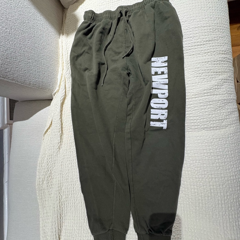 Newport Men's Dark Green Joggers with White Logo